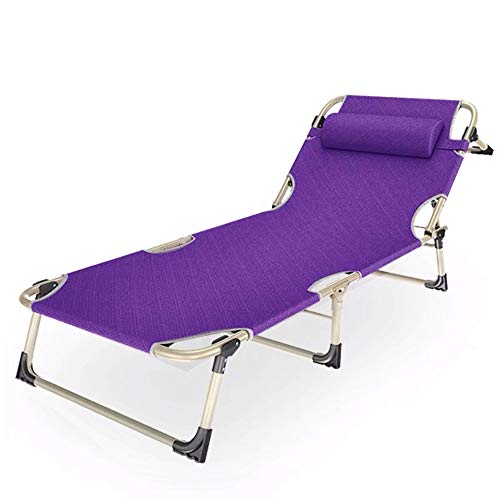 arvioo Tumbona Aluminio Plegable Tumbona Reclinable Colchón Desmontable Silla Plegable Playa Respaldo Ajustable con Almohada Desmontable Carga máxima 300kg (púrpura