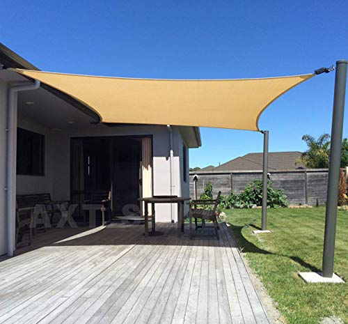 AXT SHADE Toldo Vela de Sombra Rectangular 4 x 5 m, protección Rayos UV y HDPE Transpirable para Patio, Exteriores, Jardín, Color Arena