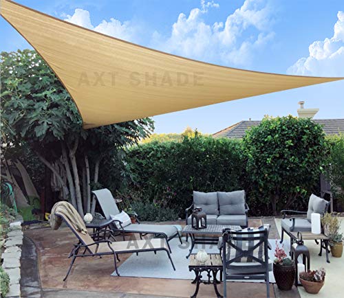 AXT SHADE Toldo Vela de Sombra Triangular 3 x 3 x 4,25 m, protección Rayos UV y HDPE Transpirable para Patio, Exteriores, Jardín, Color Arena