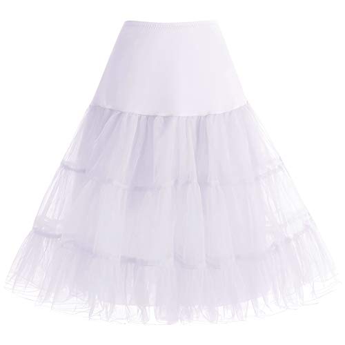 Bbonlinedress Mujeres Organza 50s Retro Rockabilly Enaguas Miriñaques White M