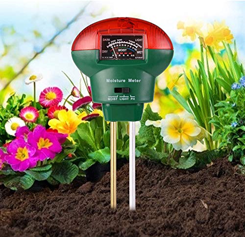 Bearbro Medidor de Suelo, Medidor de pH, 3 en 1 Sensor de Humedad higrómetro para jardín, Granja, Plantas de césped en Interiores y Exteriores No Necesita batería