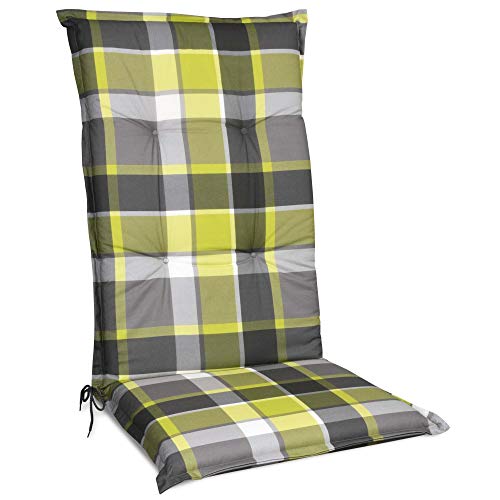 Beautissu Cojín para sillas de Exterior y jardín con Respaldo Alto Sunny GR Verde 120x50x6 cm tumbonas, mecedoras, Asientos cómodo Acolchado Resistente a Rayos UV