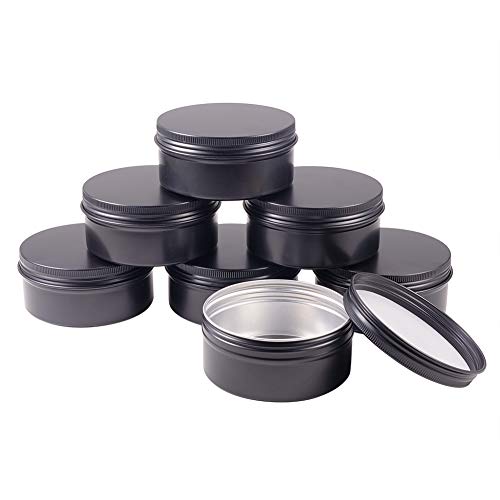 BENECREAT 10 Pack 150ml Lata de Aluminio Redondo Contenedor de Cosmético con Tapa de Rosca - Ideal para Almacenar Pequeñas Cosas(Negro)