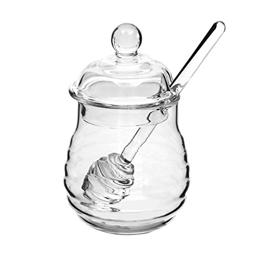 Bestonzon - Tarro de cristal de miel con cucharón, transparente, 250 ml