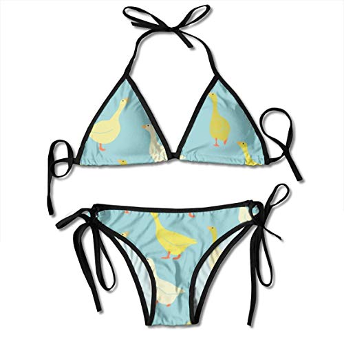 Bikini para Mujer con Vendaje Trajes de Baño de Cabestro de Ganso Lindo Traje de Baño de Dos Piezas
