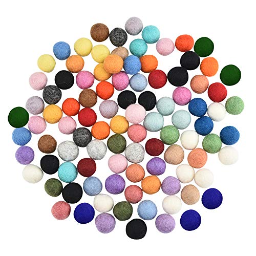 Bola de Fieltro,100 Piezas de Bolas de Colores Pompón con Lana Decoración,30 Pompones Bricolaje de Colores Surtidos para Fiestas Cumpleaños Clases Manuales Escuelas Navidad 2 cm