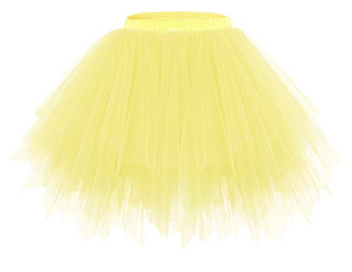 Bridesmay Mujeres Faldas Enaguas Cortas Tul Plisada Fiesta Tutu Ballet Yellow L