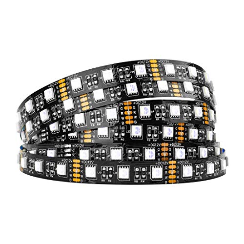 BTF-LIGHTING 5050 RGBW RGB + Clanco Frío (6000K-7000K) 4 Colores en 1 LED 5m 16.4ft 60LEDs / m Multi-Colored LED Tape Lights IP30 No Impermeable Negro PCB LED DC12V