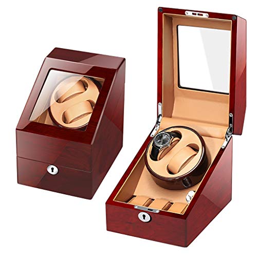 Caja Giratoria Relojes Watch Winder Caja de enrollador de reloj automático de madera de lujo for 2 relojes de pulsera + 3 estuche de almacenamiento, pintura de piano, adecuada for damas y hombres, muñ