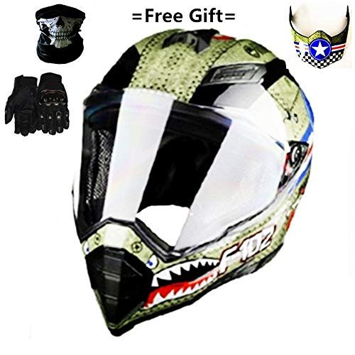 Casco de ciclismo doble deportivo, casco de motocross, casco todo terreno con certificación D.O.T (M, azul) para deportes de motocicleta (color: Multi-XL)