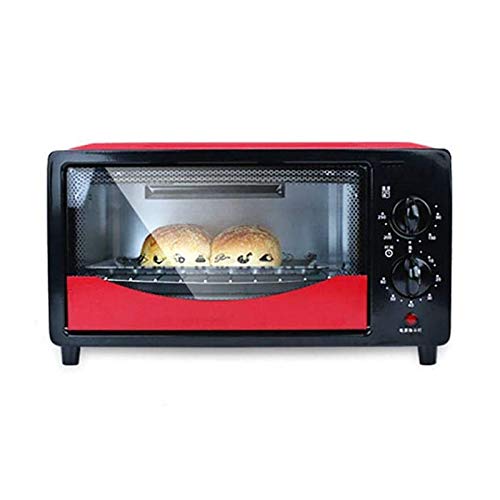 CHENMAO Mini horno 12L Parrilla eléctrica Calefacción rápida, con ajuste de temperatura 90-250 □ Y 60 MINS TEMPORIZADORES DE PUERTE DE PUERTE GLAZED 500W Horno de tostadora, 3 funciones para hornear f