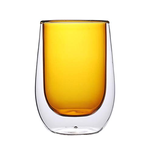 Chnrong Taza de cristal con aislamiento de doble pared para café y té capuchino, 200 ml, para hogar, cocina, bebida, color ámbar