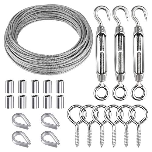 CHRORINE 24pcs jardín alambre cuerda, alambre de la cerca del alambre rollo kit 304 acero inoxidable M5 tensor tensor alambre de alambre de la cuerda de la caída