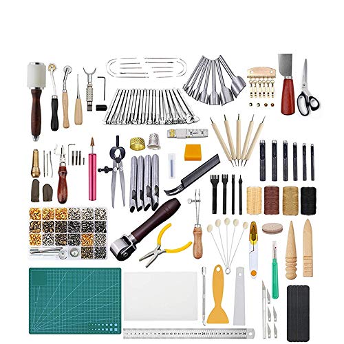 CHSEEO Artesanía del Cuero, 366 Piezas Juegos y Kits de Costura Kits de Repujado de Cuero Herramientas de Coser Perforadora de Cuero para Manualidades DIY Cuero Artesanía #1