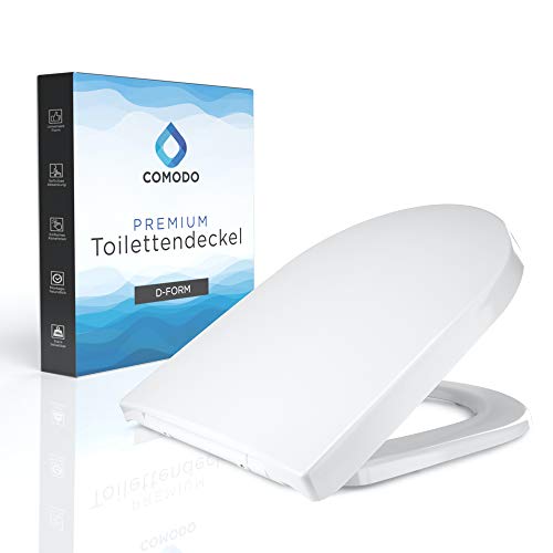 Comodo Tapa WC con cierre suave - Tapadera WC antibacteriana en forma de D - Tapa WC universal - Tapas de water [accesorios de montaje incl.]