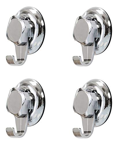 Compactor Bath ran7816 – Juego de 4 Grandes Ganchos Acero Lacado Plata 7.1 x 4 x 8.6999999999999993 cm, Chrome 24H | Suction Cup : TPU and Abs, Cromado