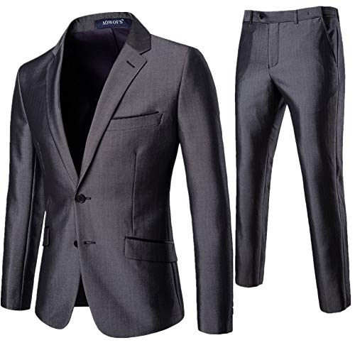 Conjunto de Traje de Hombre Traje de Negocios de 2 Piezas Traje de Padrino de Boda Vestido de Novia (Gris,M)