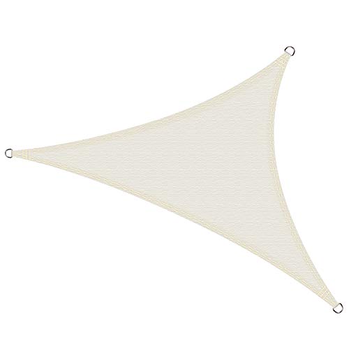 Cool Area Toldo Vela de Sombra Triangular 3 x 3 x 3 Metros, Impermeable Protección UV para Patio Exteriores Jardín, Color Crema