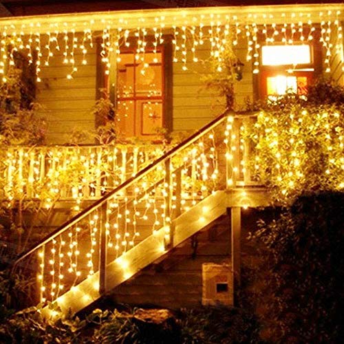 Cortina de Luces, Luz Cadena, Luz de Cortina, LED Guirnaldas luminosas, Cadena De Luces,216 LED 5M Luces LED, 8 Modos de Luz Perfecto para Decoración de Navidad, Fiestas, Casa,Jardín,Blanco Cálido