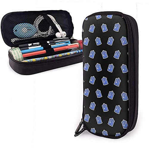 Cute Tardis Pattern Stock Leather Pencil Case Papelería Bolsa Bolsa Maquillaje Bolsa de cosméticos