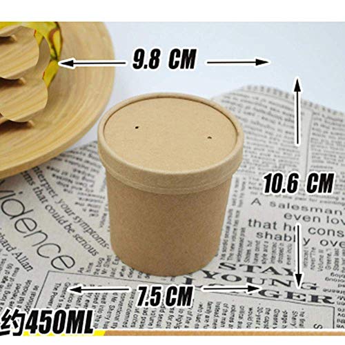 Cxjff 50 piezas desechables de papel kraft taza sopa postre helado pastel sopa recipiente adecuado para alimentos potluck, 16 oz tazas de bebidas