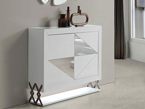 DISARTE - Mueble Auxiliar - Taquillones/Zapateros Modernos - Neko Blanco/Plata (115x27x89)