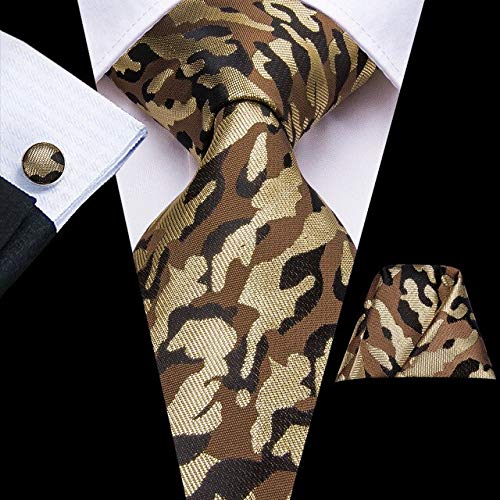 DJLHNPajarita Juego de Corbata Estampado Flor Corbata de Hombre Pañuelo Gemelos Boda de Hombre Juego de Corbata de Negocios - C-3300