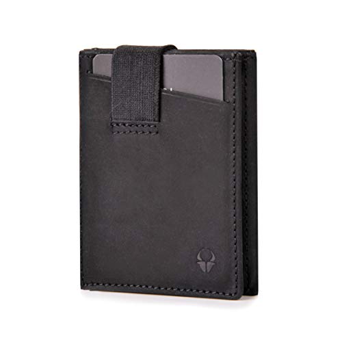 DONBOLSO® Wallety 2 I Cartera «Slim» I Monedero con protección RFID I hasta 13 Tarjetas I Minicartera Unisex I Monedero I Cuero Negro