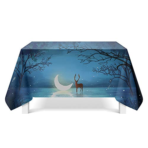 DREAMING-Moonlight Elk Art Mantel Mantel De Hogar Gabinete De Tv Tela De Mesa De Té Mesa Redonda Mantel Individual 90cm*140cm