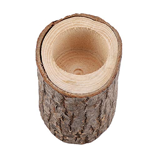 Duokon Portavelas de madera de madera sin llama, soporte para velas, troncos y macetas, decoración (Tall)