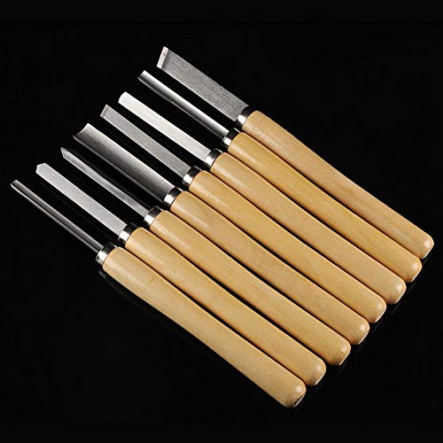 【Especial de Año Nuevo 2021】Cinceles de torneado de madera, peso ligero portátil 8pcs/set Juego de cinceles de torno de madera Herramientas de torneado Gubia de madera Carpintería inclinada para carpi