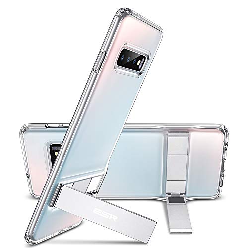 ESR Metal Kickstand Funda para Samsung Galaxy S10 Plus, [Soporte Vertical y Horizontal] Respaldo para PC con Parachoques de TPU Flexible para Samsung S10 Plus, Transparente
