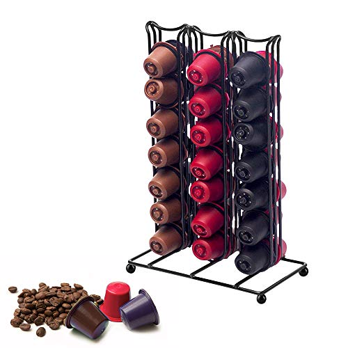 Estante de Cápsula de Café, SUNJULY Dispensador Capsulas Nespresso Giratorio, Holding 42pcs Coffee Capsules for Kitchen, Café, Office