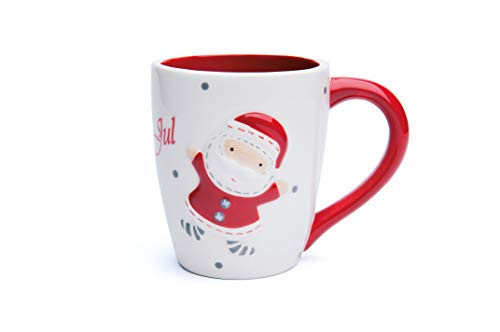 Excelsa - Taza (cerámica), diseño de Navidad, Color Blanco y Rojo