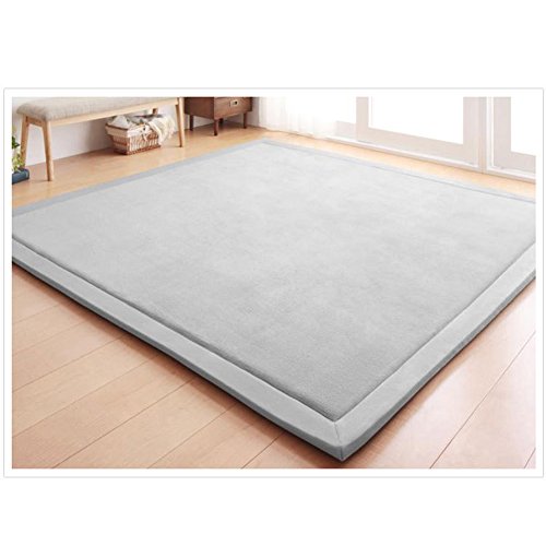 Fancytan Engrosamiento Coral Terciopelo Alfombra Manta de rastreo para niños Alfombras Suaves de Tatami Antideslizante para Bebé Alfombras de Juego y gimnasios (150 x 200cm, Gris)