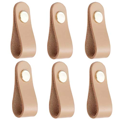 FBSHOP(TM) 6 PCS PU Tiradores/perillas/tiradores de cuero/para armario Armario Maletín Maleta Armario para vino Caja de madera Caja de regalo Caja de zapatos Muebles de hardware