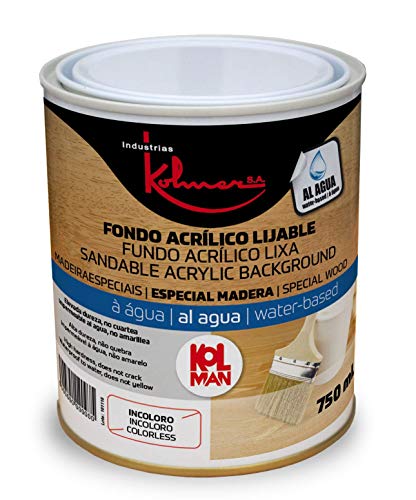 Fondo acrílico lijable al agua Kolman. Tapaporos acrílico al agua (750 ml, incoloro)