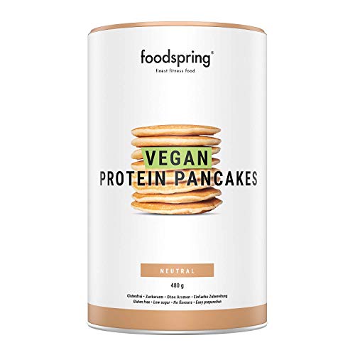 foodspring Tortitas Proteicas Veganas, 480g, Desayuno sin gluten y de origen vegetal, alto en proteínas, bajo en azúcar y super esponjoso