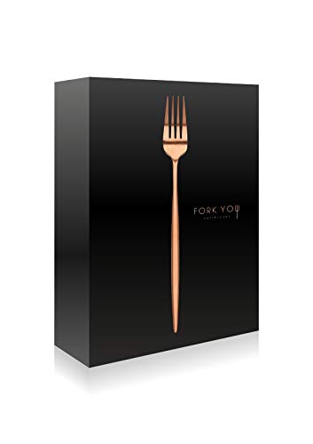 FORK YOU - Juego de cubiertos de cobre mate, aptos para lavavajillas, para 4 personas, 16 piezas, acero inoxidable 18/8, revestimiento PVD