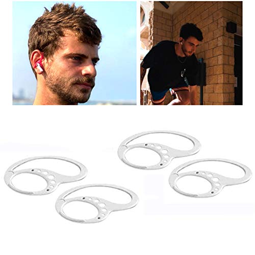 Ganchos para pendientes, 2 pares de clips de silicona antideslizantes para sujetar la oreja, compatible con todos los auriculares, para correr, andar en bicicleta -White