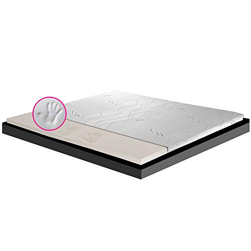 GEEMMA s.r.l. Cubrecolchón de espuma viscoelástica, 5 cm de alto con tejido hipoalergénico antimicrobiano desenfundable, hilo de plata Star Foam Plus individual 80 x 190 cm