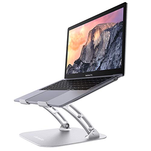 Gemeita Soporte Laptop Ajustable, Soporte Ergonómico de Aluminio para Ordenador Portátil, Soporte Elevado con Ventilación de Calor, Compatible con 10-17" Computadora Portátil, Plateado