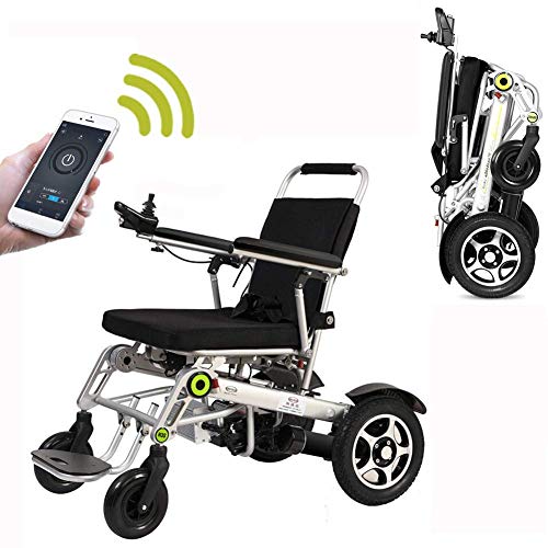 GJJSZ Silla de Ruedas eléctrica automática Plegable portátil de Mano ayudante del Coche Inteligente Inteligente Compacto portátil Ligero Scooter instalación Gratuita