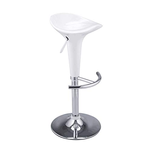 GXDHOME Taburetes para sillas de Bar, Altura Ajustable de 360 ​​Grados Giratorio Cómodo Sólido Duradero ABS Cromo Acero Inoxidable Comedor Sala de Estar (Color : Blanco)