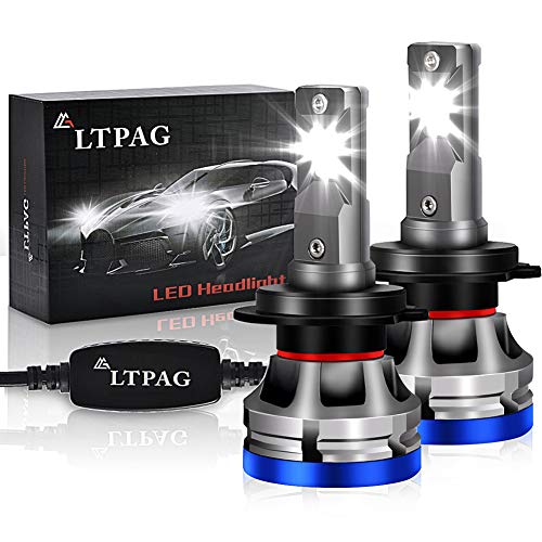 H7 LED, LTPAG Bombilla H7 LED Coche,72W Lampara H7 LED 12000LM Luces LED Coche H7 -CSP Chips 12V/24V Sin Polaridad Faros Reemplazo de Halógena y Kit Xenón H7,Blanco 6000K,Garantía de 2 años para faros