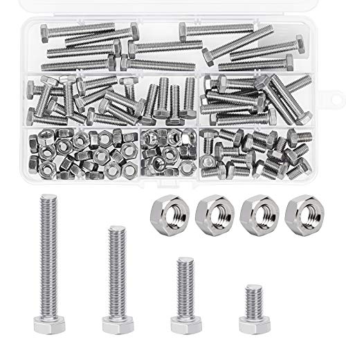 HAKOTOM 50pcs Tornillos Hexagonales Mecánicos M6 de Longitud 10mm 20mm 30mm 40mm 50pcs Tuercas Hexagonal M6 Acero Inoxidable para Reparación de Cama Maquina Máquina -herramienta Industria Fábrica