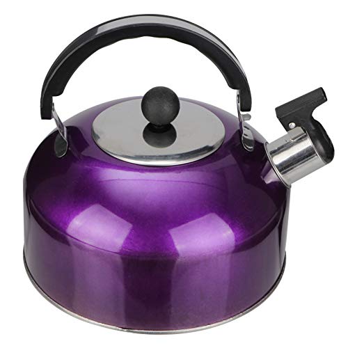 Hemoton 3L Tetera con Silbido Hervidor de Agua de Acero Inoxidable Tetera Hirviendo Calentador de Agua Moderno Recipiente con Mango Ergonómico Seguro para Casa Estufa de Gas Púrpura