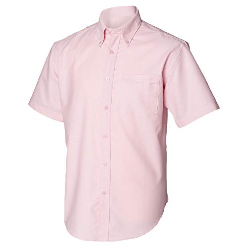 Henbury - Camisa Clásico Manga Corta Modelo Oxford Work Hombre Caballero - Trabajo/Fiesta/Boda (Extra Grande (XL)) (Rosa)