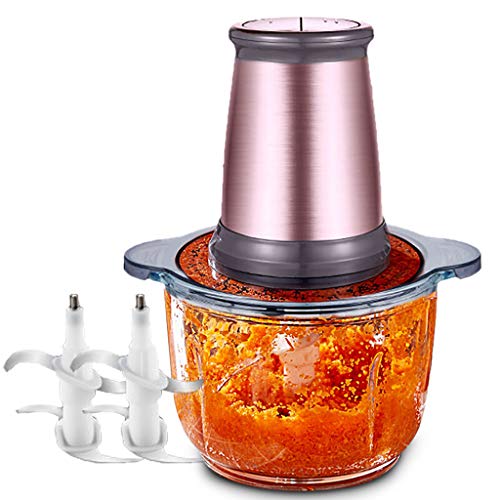 Howard Anne Mini procesador de Alimentos de 300 vatios, triturador eléctrico de Alimentos, Molinillo de tazón de Acero Inoxidable 2L para Carne, Verduras, Frutas y nueces con opción de 2 velocidades