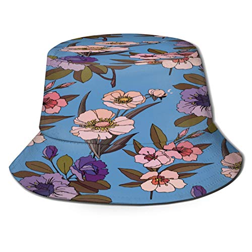 huagu Sombrero Pescador Unisex,Diseño Floral del Vector del Modelo,Plegable Sombrero de Pesca Aire Libre Sombrero Bucket Hat para Excursionismo Cámping De Viaje Pescar